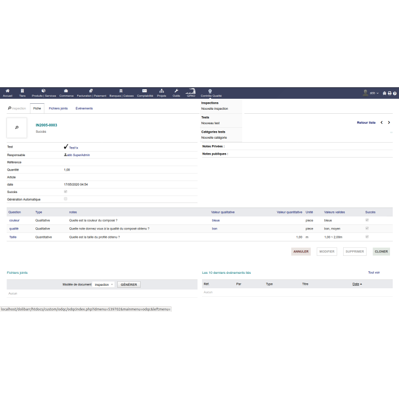 Quality control module for Dolibarr V17
